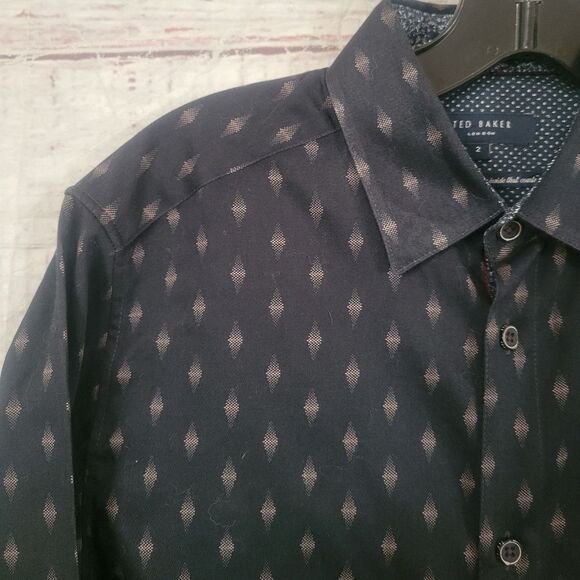 Ted Baker Monico Diamond Patteron Button Up Shirt Size Small - Picture 3 of 5